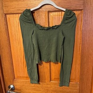 Shirred Long Sleeve Top